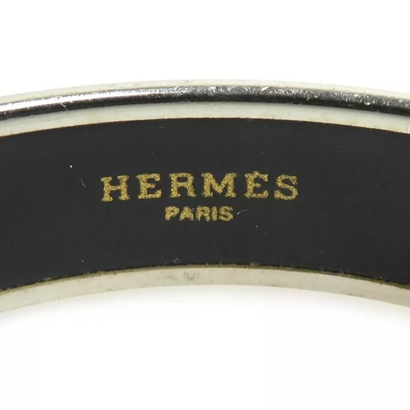Auth HERMES Cloisonne Bangle Bracelet Silver/Blue Metal/Enamel - Picture 9 of 14